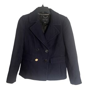 Banana Republic Navy Blue Double Breasted Blazer Womens S Coastal Quiet‎ Luxury